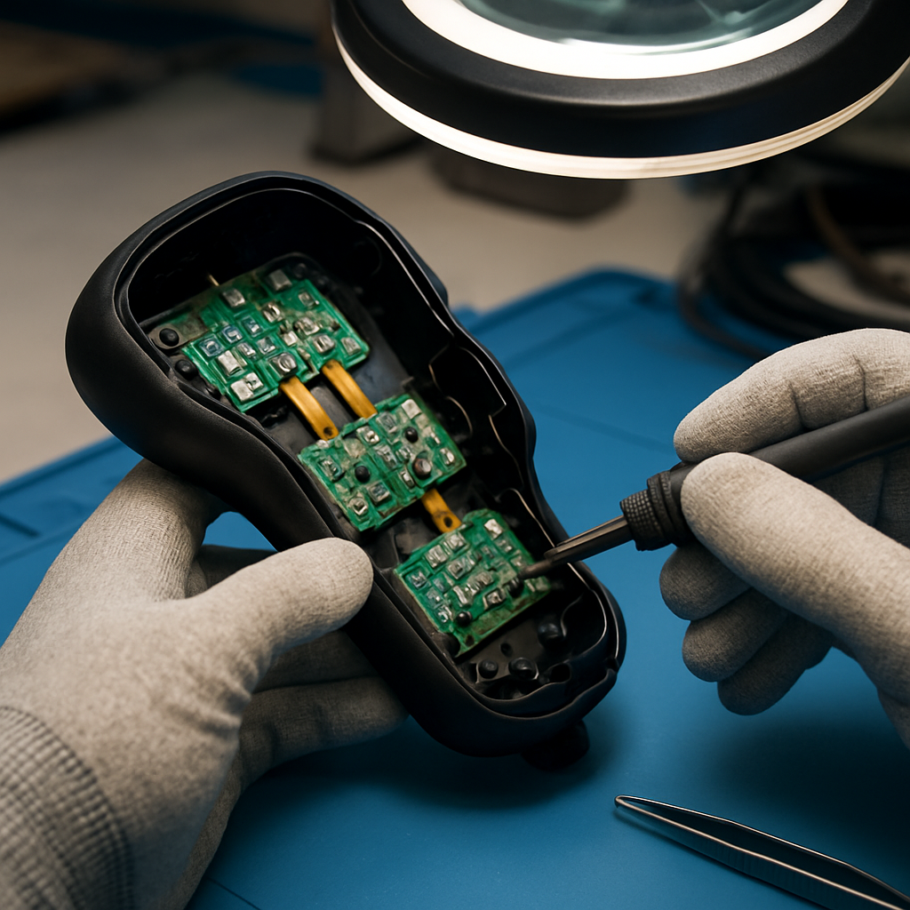 Regenerace multiPILOT Jungheinrich dilna SMD Hall senzor pajecka PCB oprava