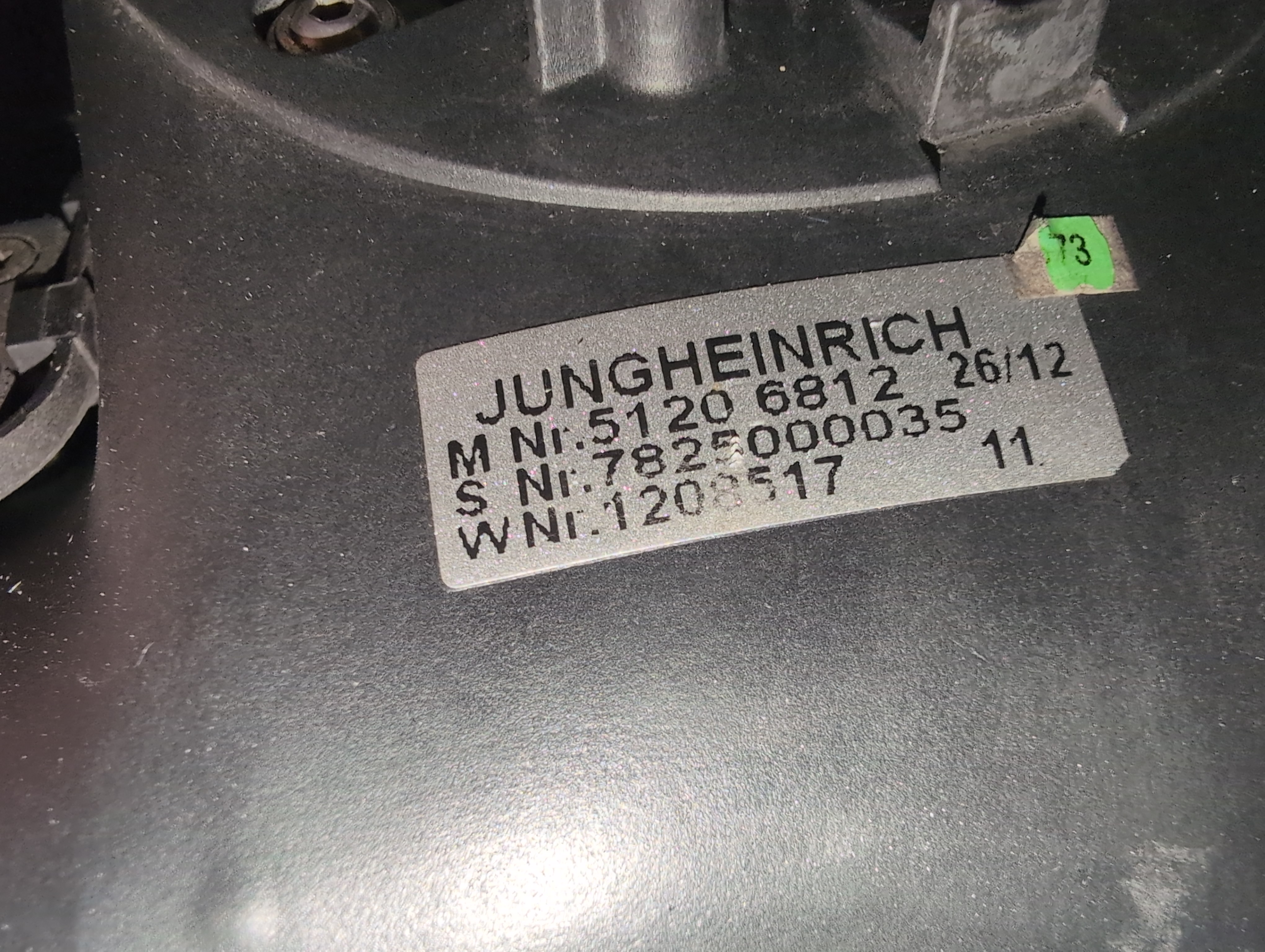 Jungheinrich multiPILOT identification plate M Nr 5120 6812 S Nr 7825000035