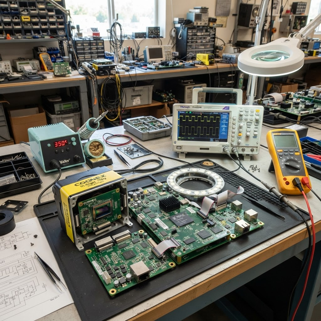 Reparatur von Industriekameras und Machine-Vision-Sensoren — ifm, Cognex, Keyence, SICK, Basler